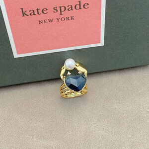 kate spade Blue Heart Rhinestone Metal Crab Ring Summer